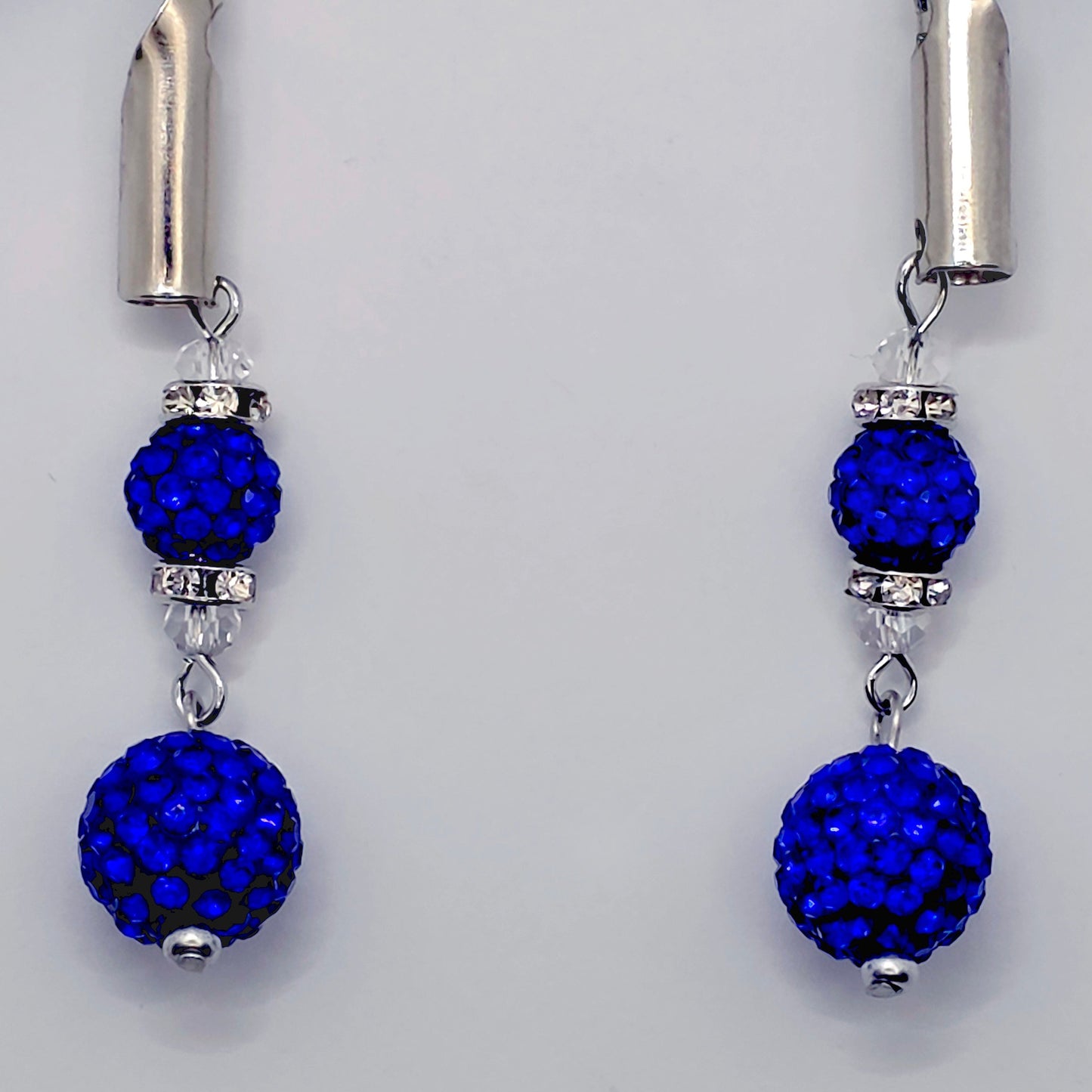 Pair of Adjustable Nipple Clamps with Blue Tips and Sparkling blue beads