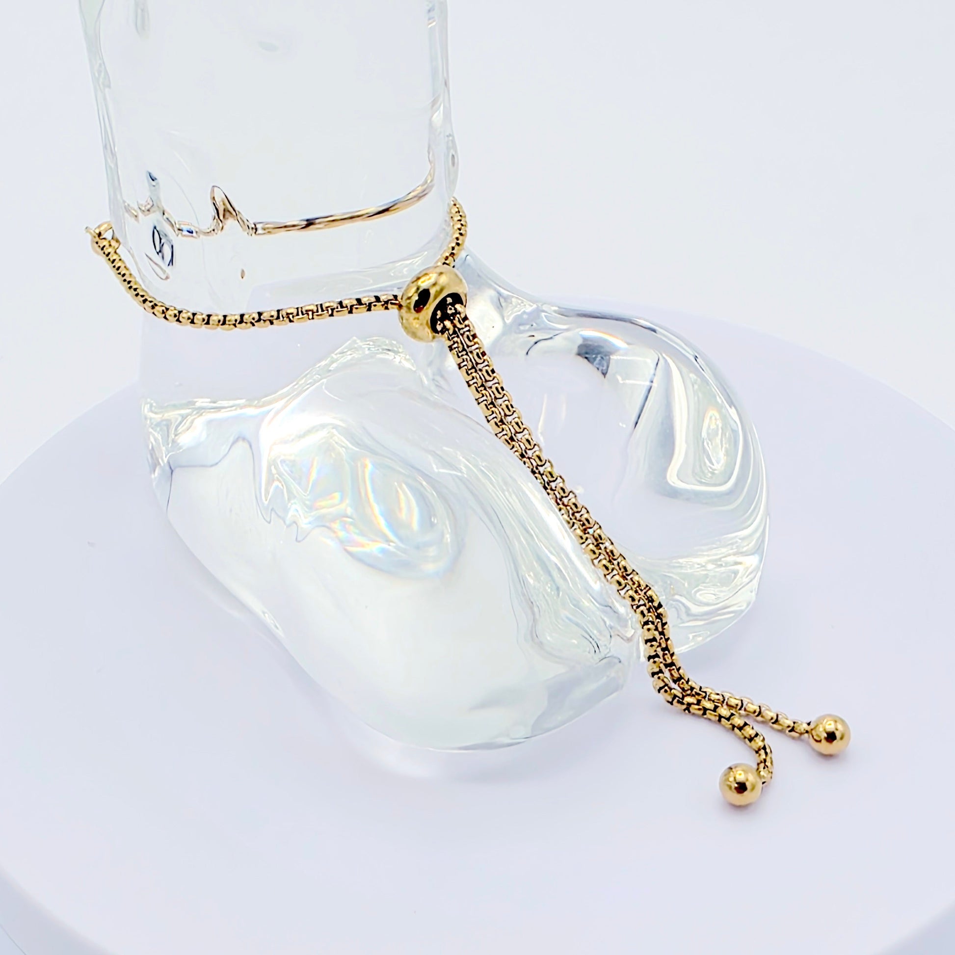 Gold Penis Noose Bracelet with Blue Gemstone