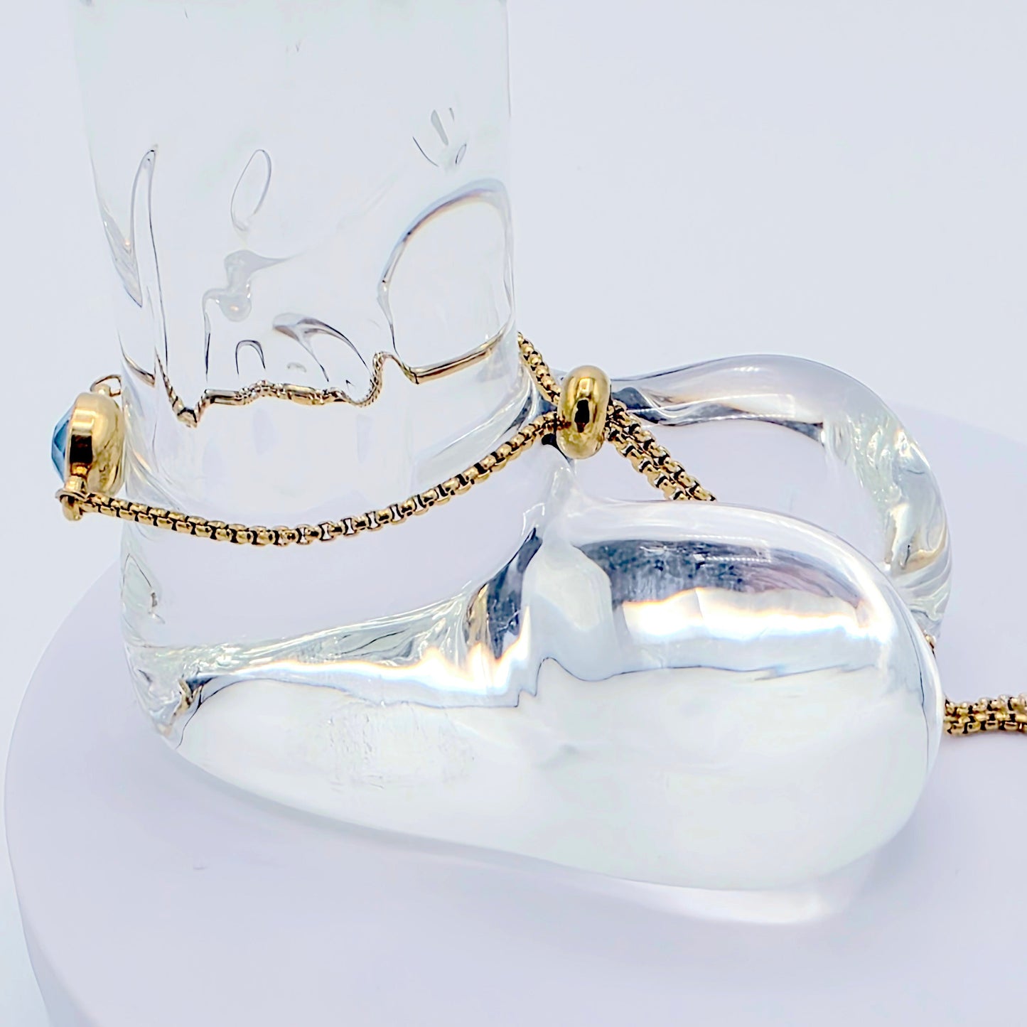 Gold Penis Noose Bracelet with Blue Gemstone