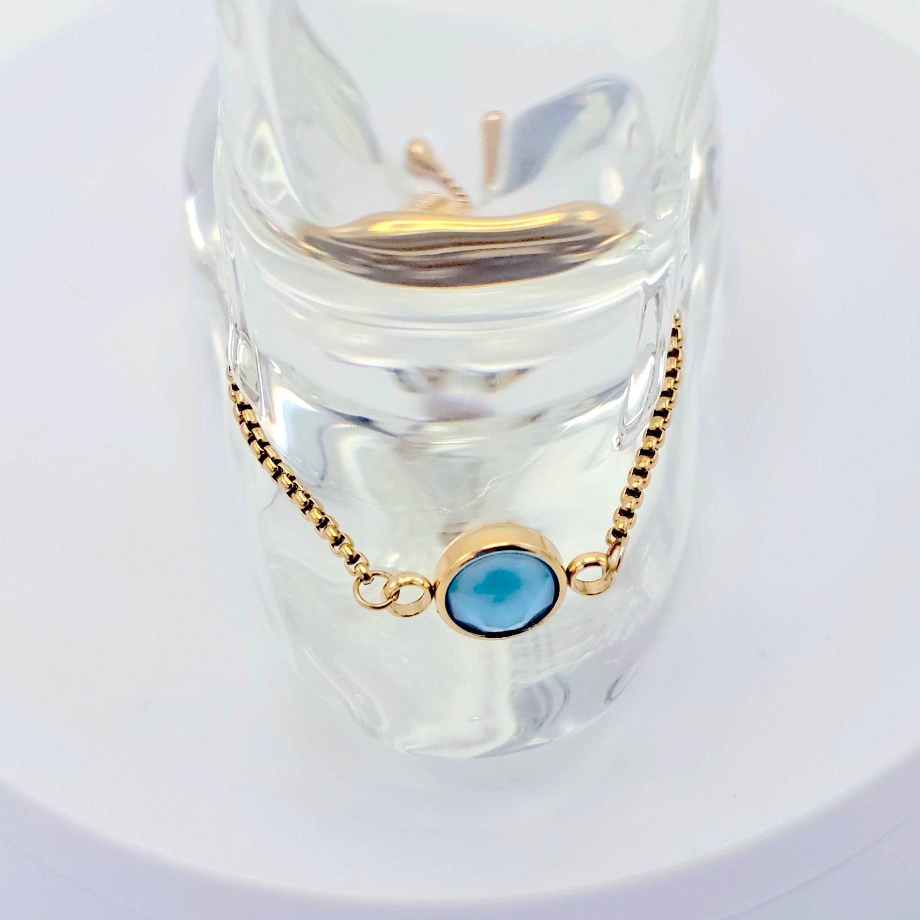 Gold Penis Noose Bracelet with Blue Gemstone
