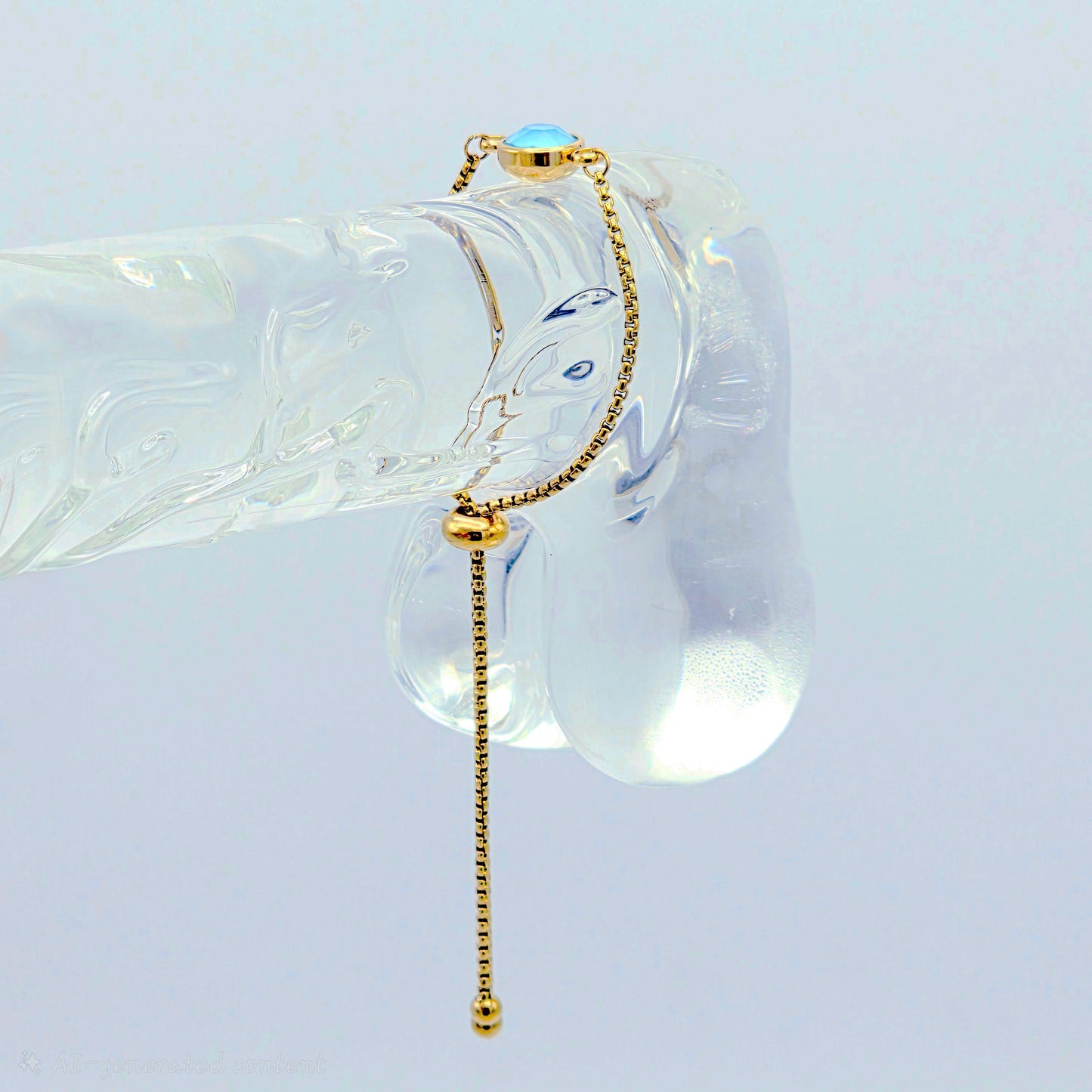 Gold Penis Noose Bracelet with Blue Gemstone
