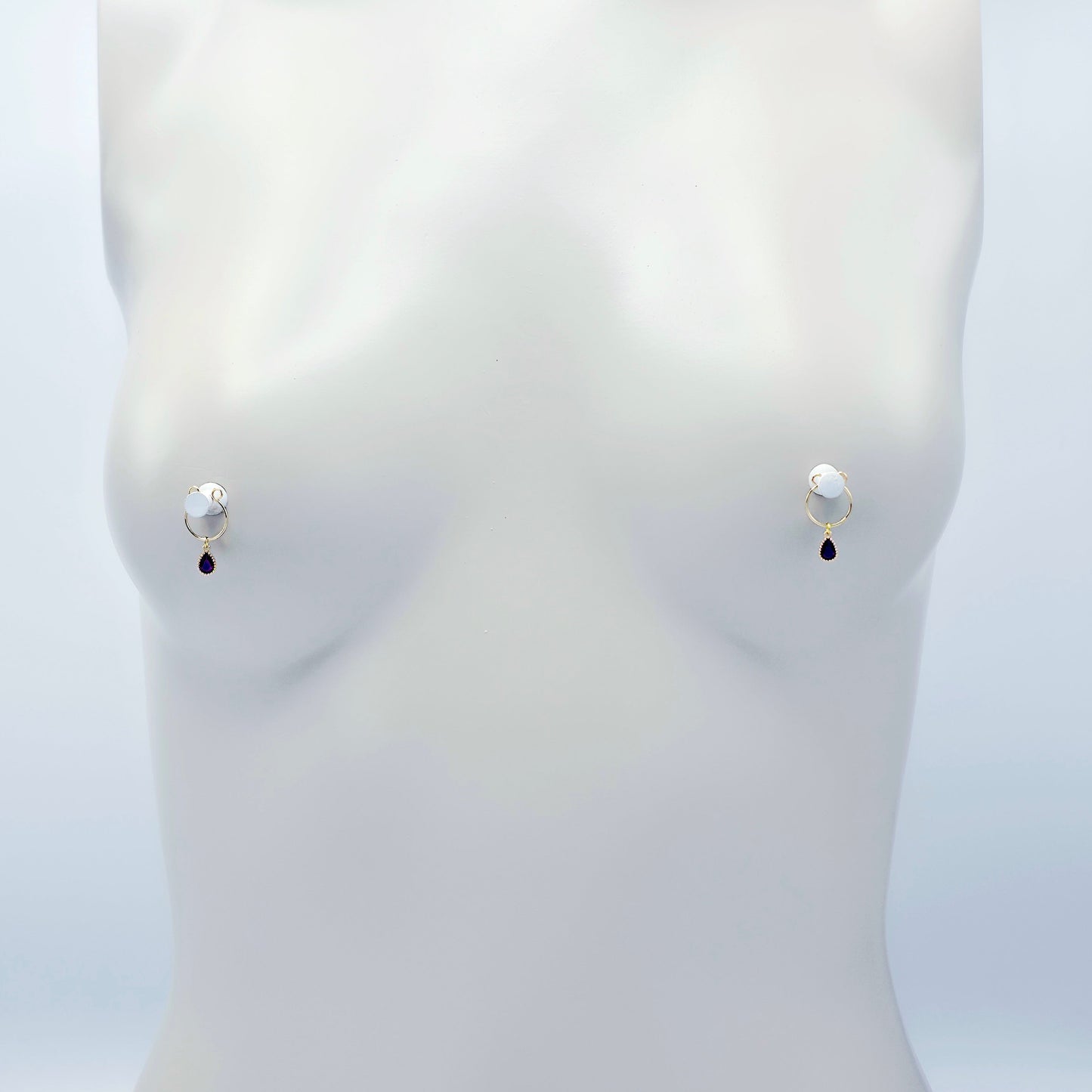 Non-Piercing Nipple Rings, with 18K Gold Pink Fuscia Gemstones.