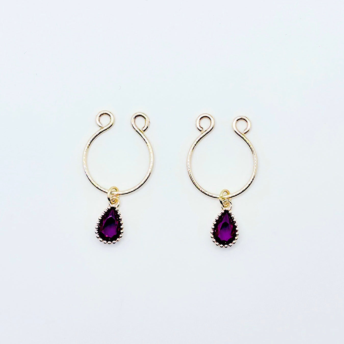 Non-Piercing Nipple Rings, with 18K Gold Pink Fuscia Gemstones.