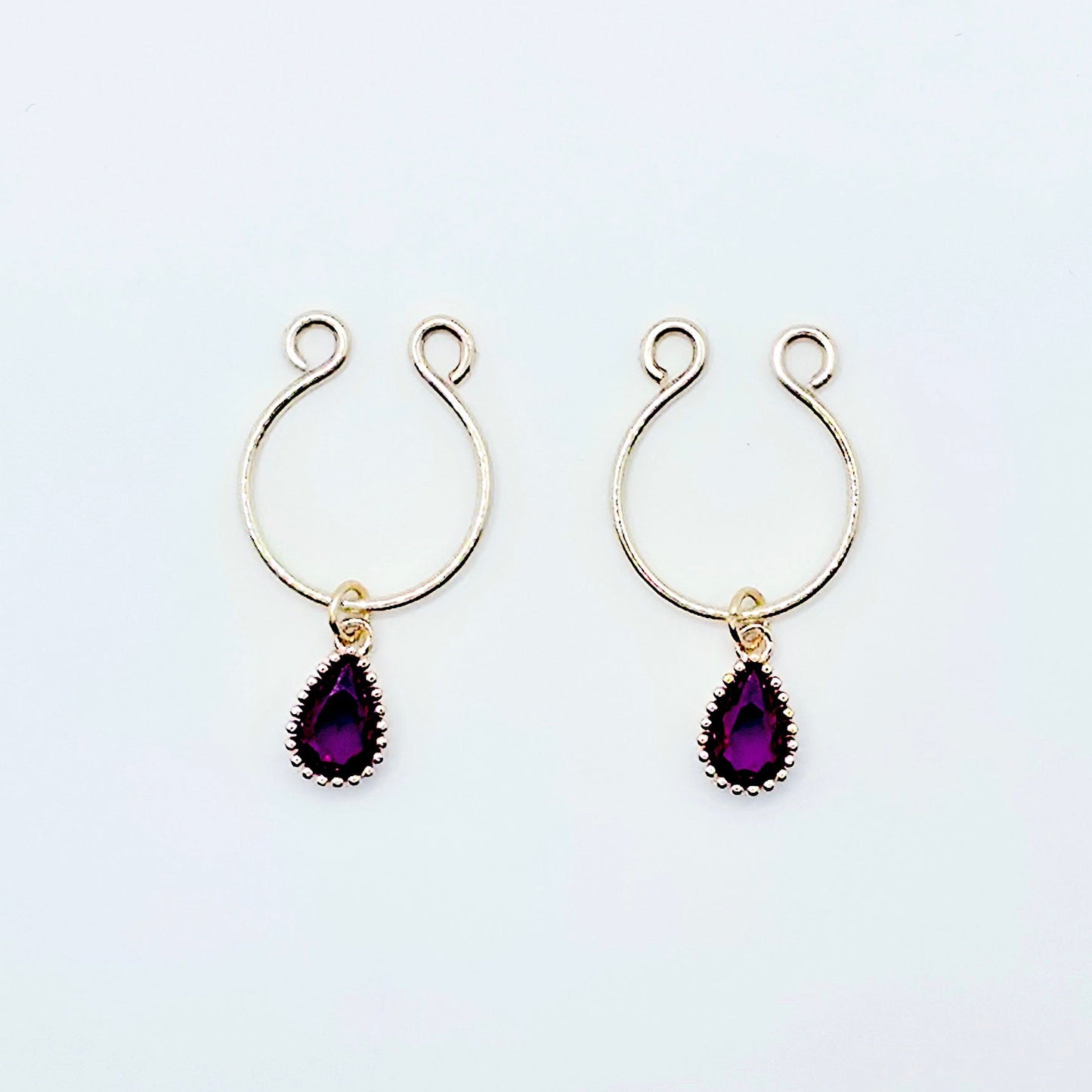 Non-Piercing Nipple Rings, with 18K Gold Pink Fuscia Gemstones.