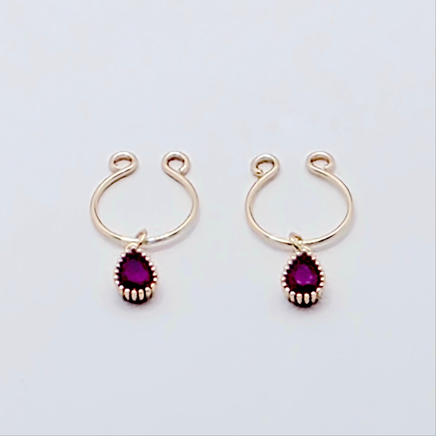 Non-Piercing Nipple Rings, with 18K Gold Pink Fuscia Gemstones.