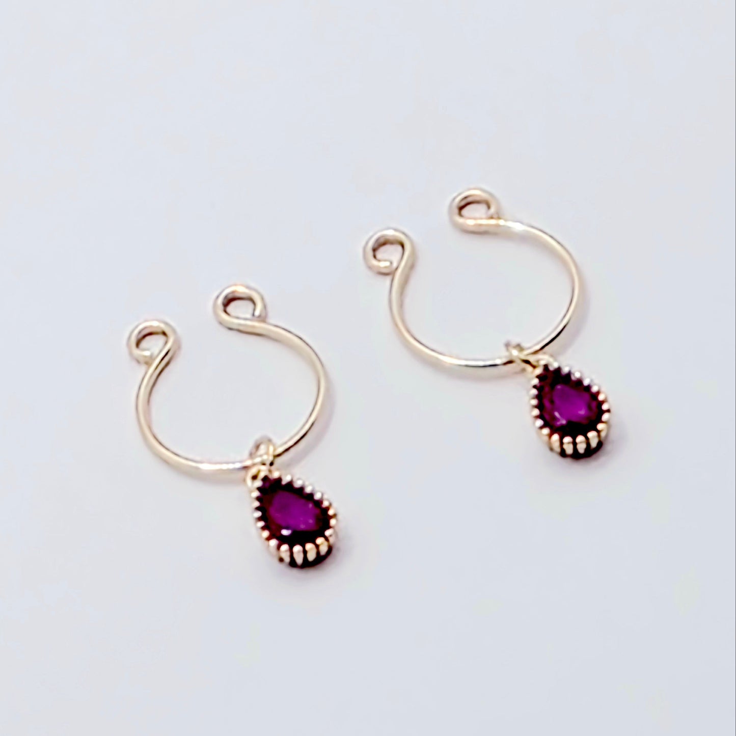 Non-Piercing Nipple Rings, with 18K Gold Pink Fuscia Gemstones.