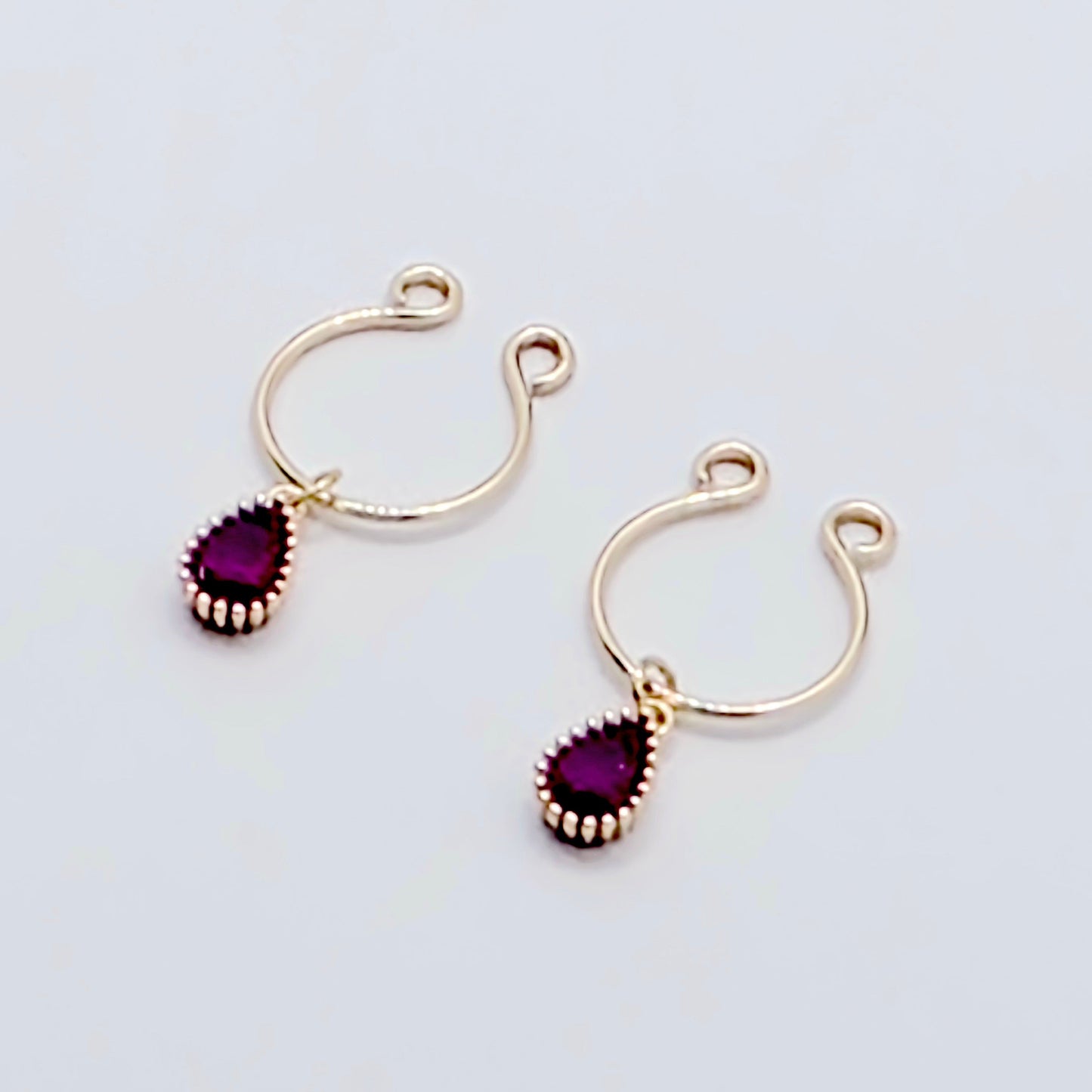 Non-Piercing Nipple Rings, with 18K Gold Pink Fuscia Gemstones.
