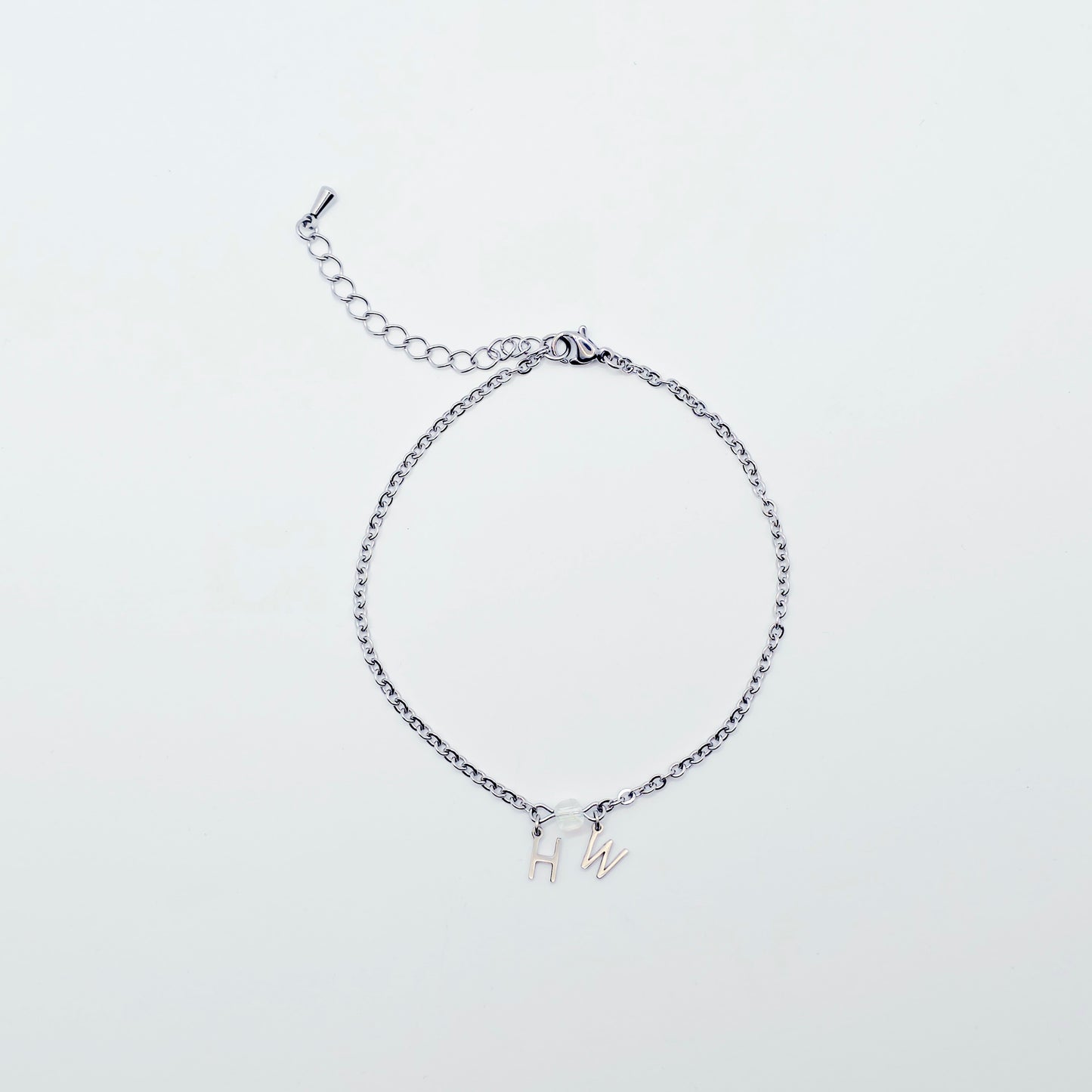 Hotwife Anklet. Discreet Stainless Steel H W Ankle Bracelet.