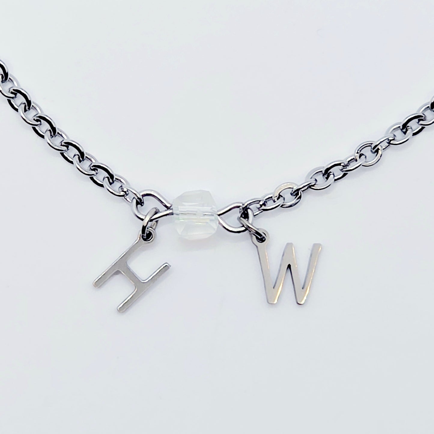 Hotwife Anklet. Discreet Stainless Steel H W Ankle Bracelet.