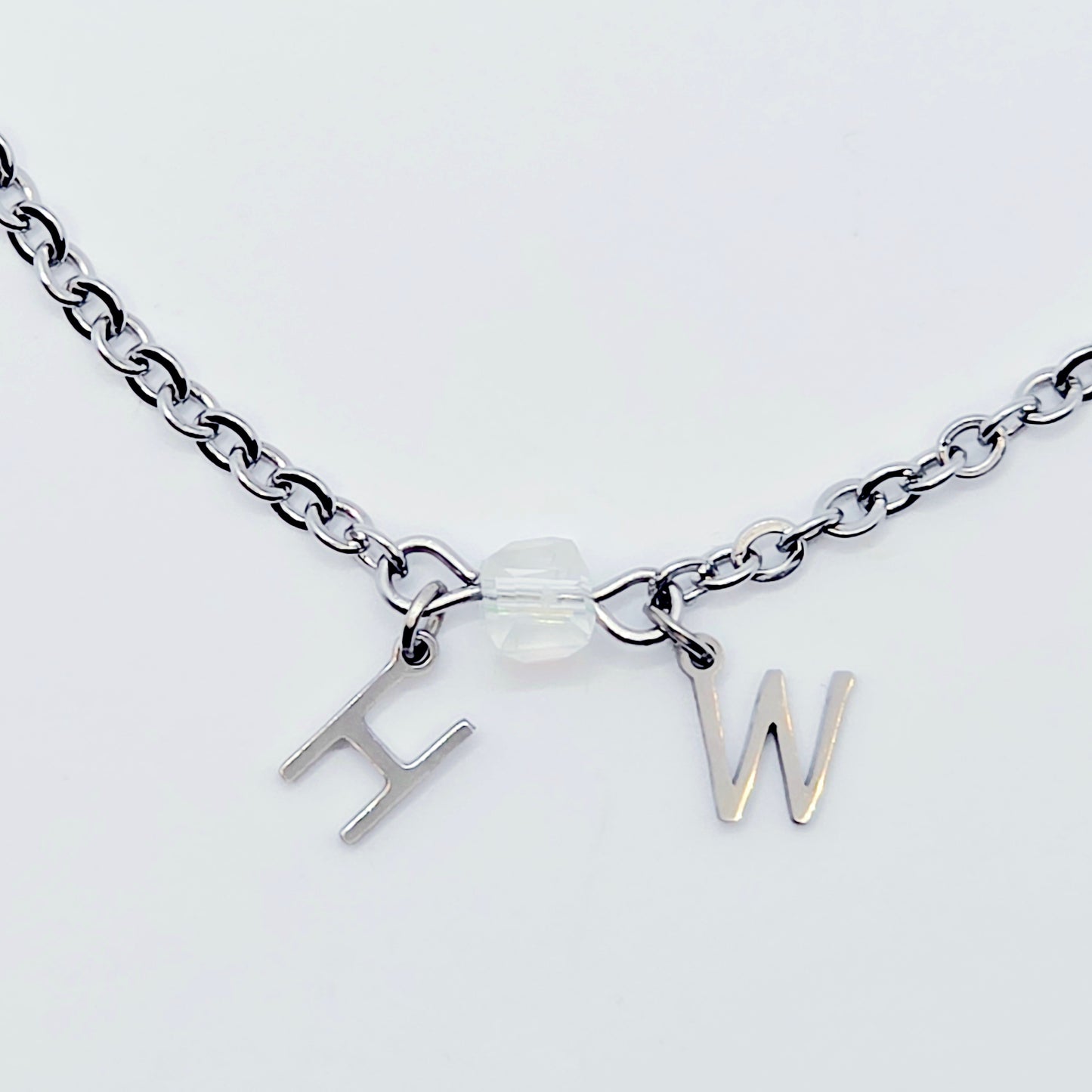 Hotwife Anklet. Discreet Stainless Steel H W Ankle Bracelet.
