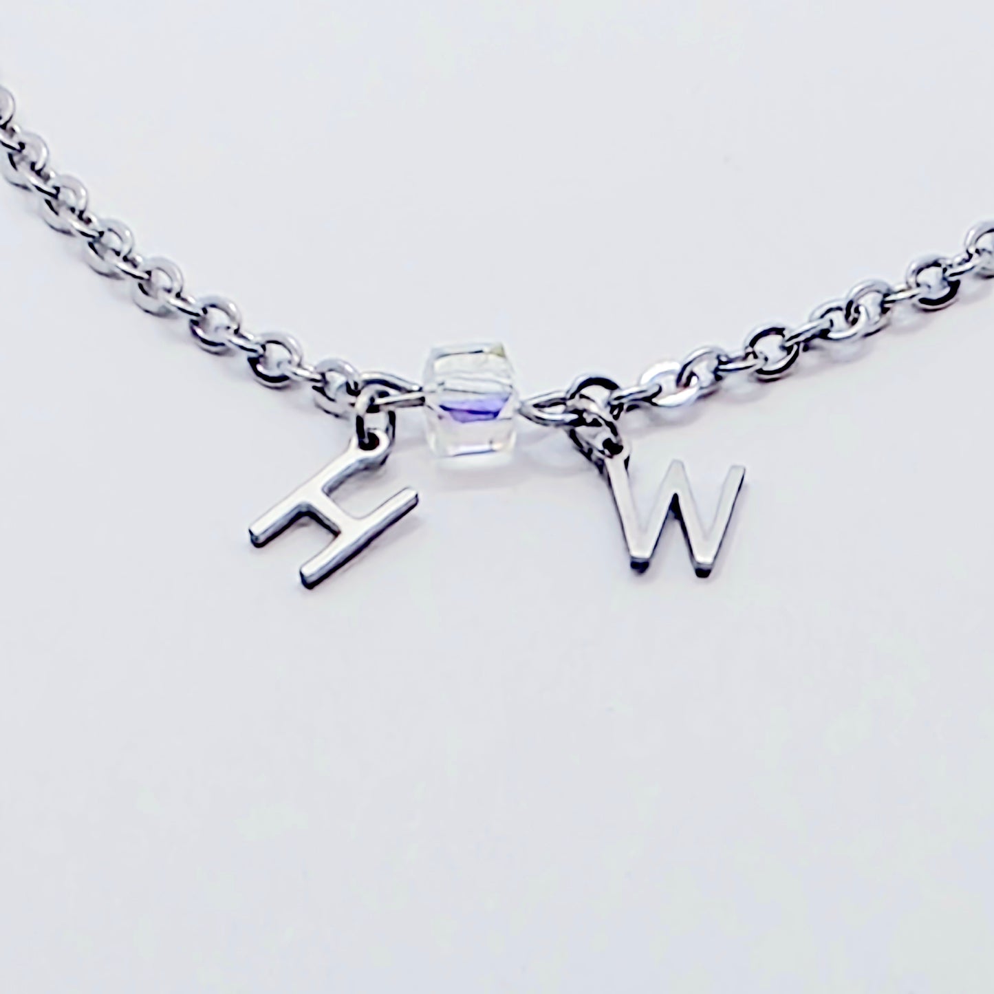 Hotwife Anklet. Discreet Stainless Steel H W Ankle Bracelet.