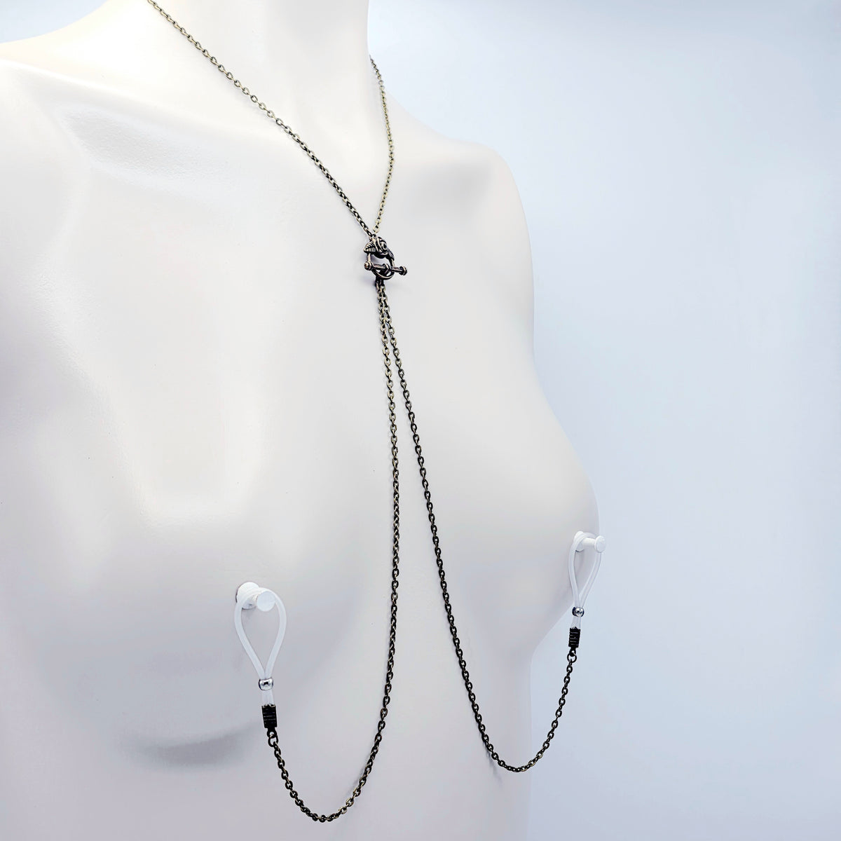 Bronze Vintage Style Necklace with Removable Nipple Chains