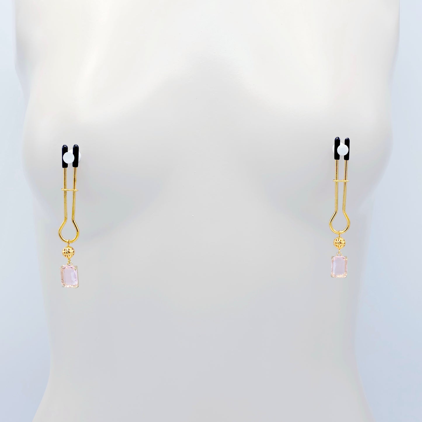 Gold Nipple Clamps with Playful Pink Gems
