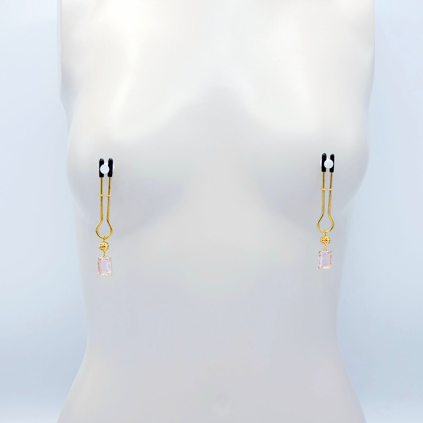 Gold Nipple Clamps with Playful Pink Gems