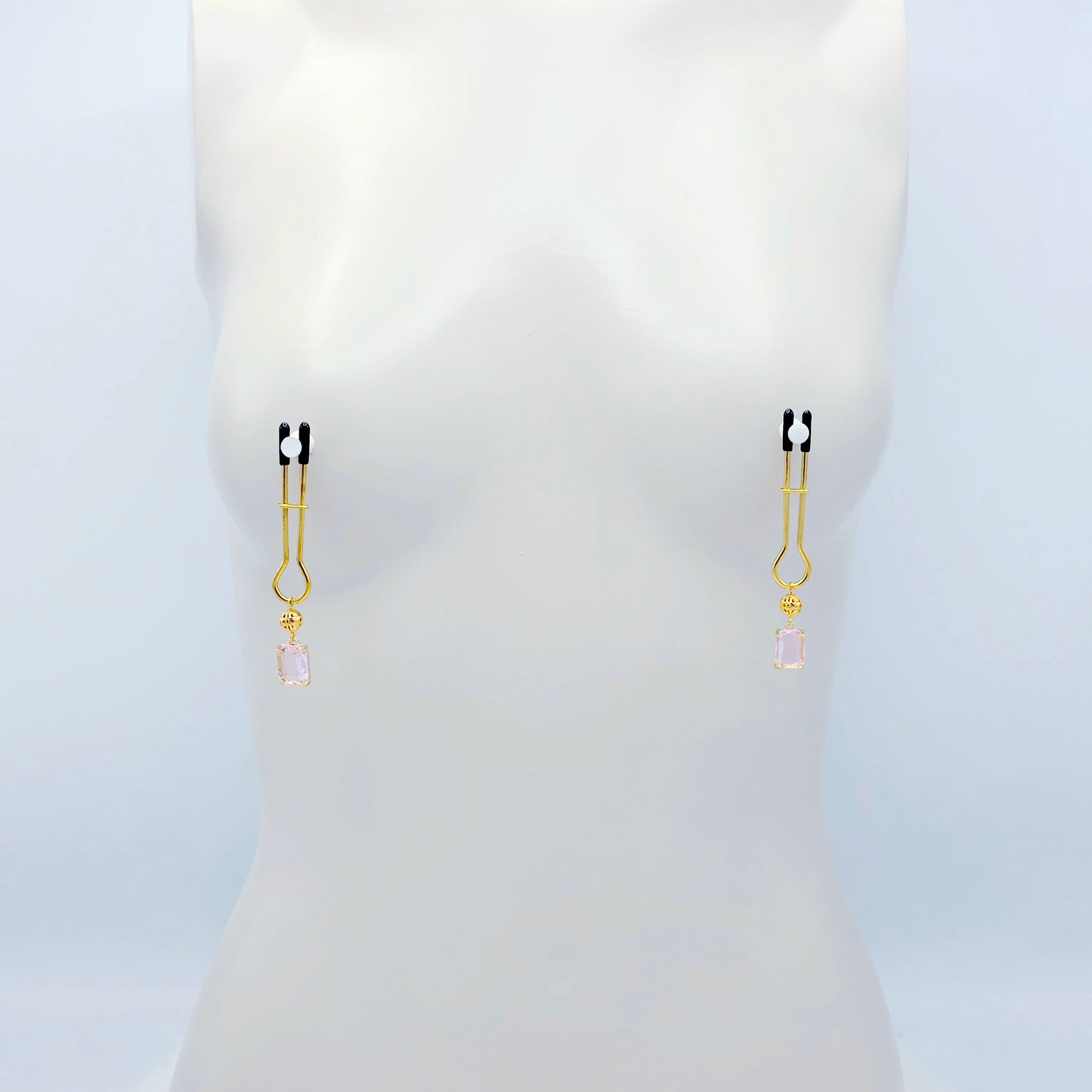 Gold Nipple Clamps with Playful Pink Gems