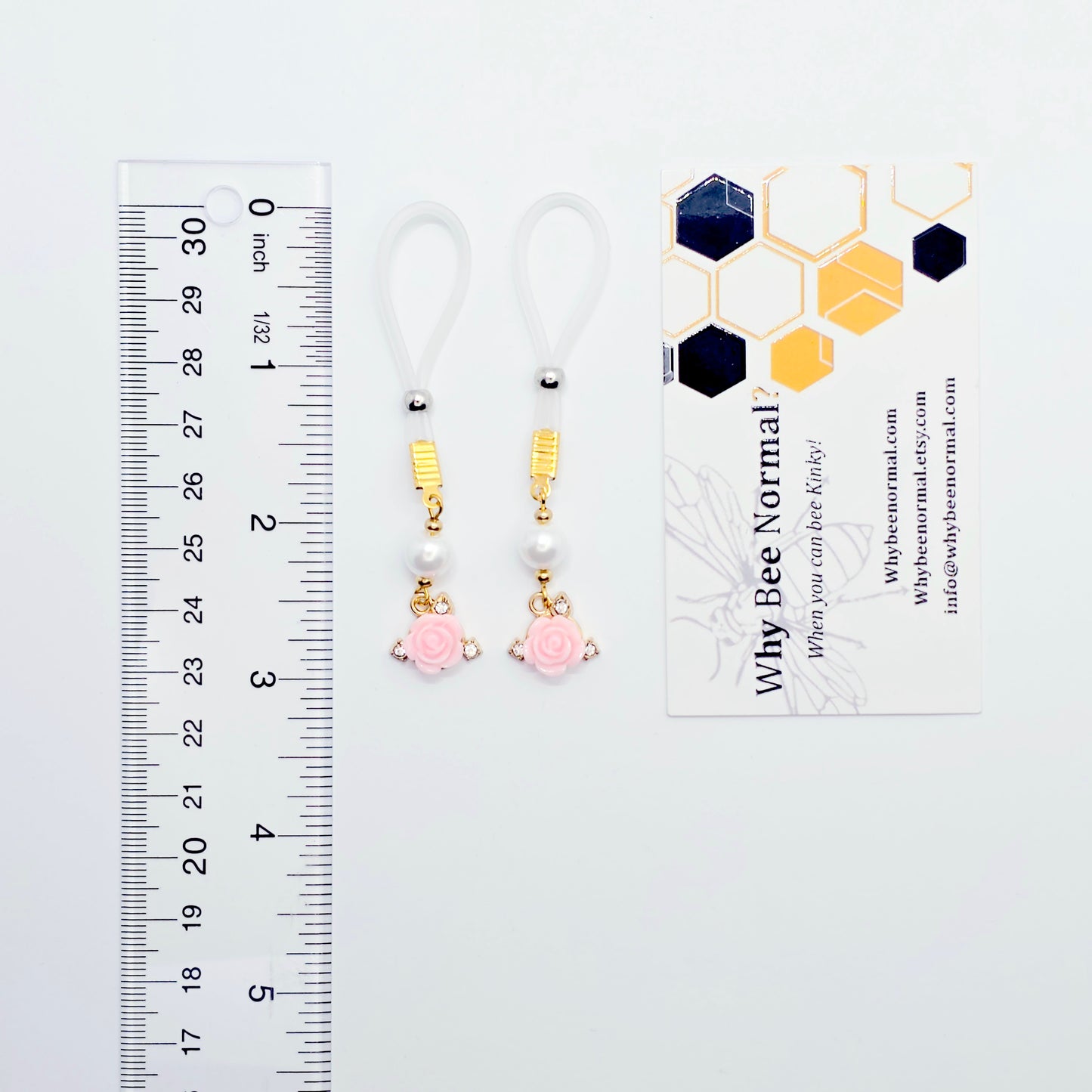 Non Piercing Nipple Dangles or Clamps with Rose and Pearls. Choose Nipple Nooses or Your Choice of Clamps. BDSM