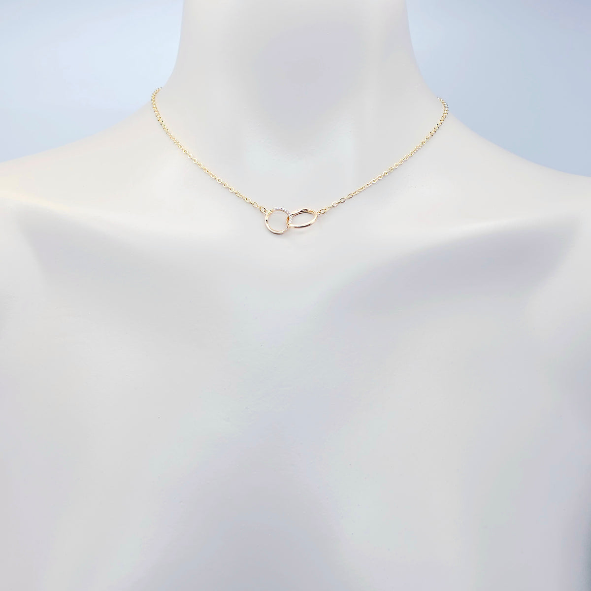 BDSM Day Collar | 18K Gold Double Ring Circle of O Choker with Cubic Zirconia