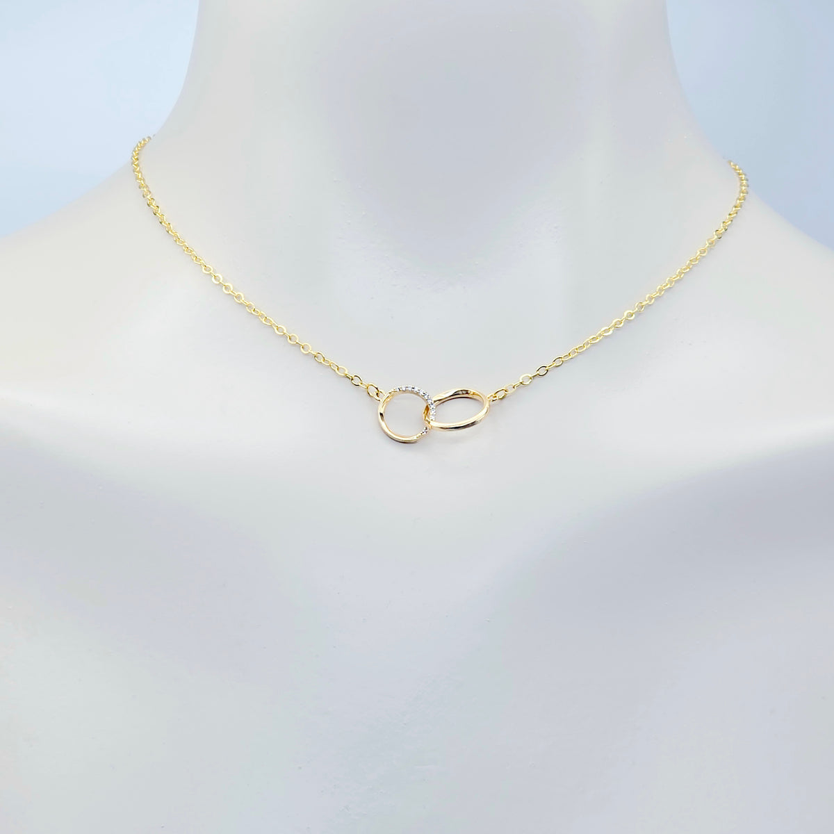 BDSM Day Collar | 18K Gold Double Ring Circle of O Choker with Cubic Zirconia