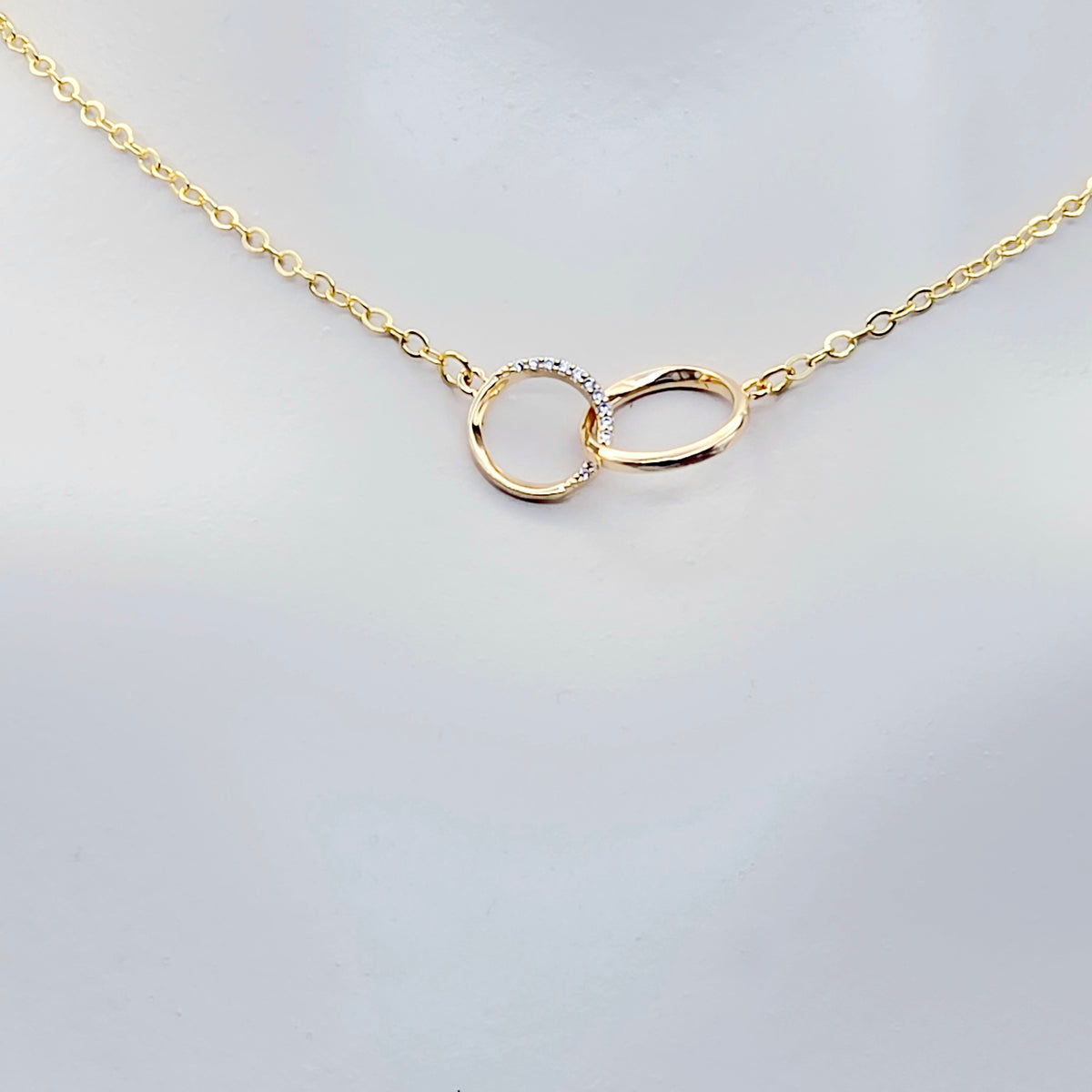 BDSM Day Collar | 18K Gold Double Ring Circle of O Choker with Cubic Zirconia