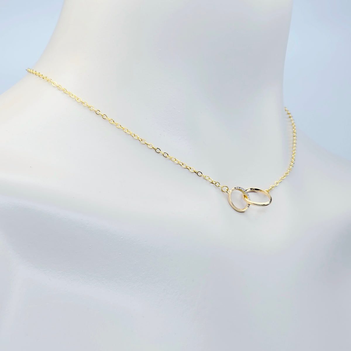 BDSM Day Collar | 18K Gold Double Ring Circle of O Choker with Cubic Zirconia