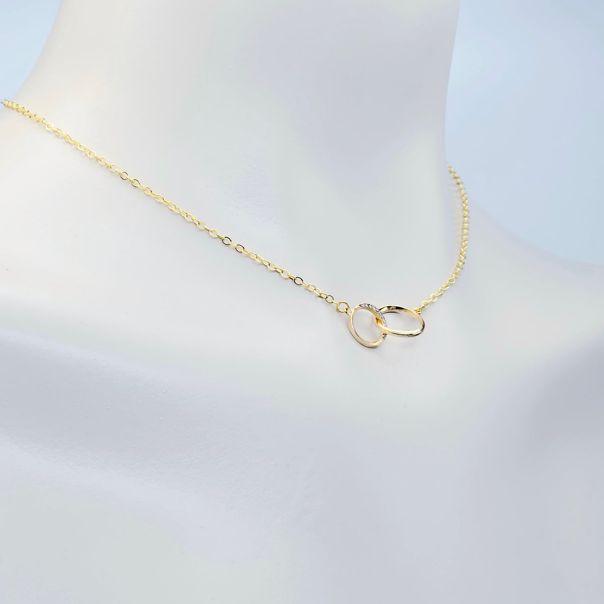 BDSM Day Collar | 18K Gold Double Ring Circle of O Choker with Cubic Zirconia