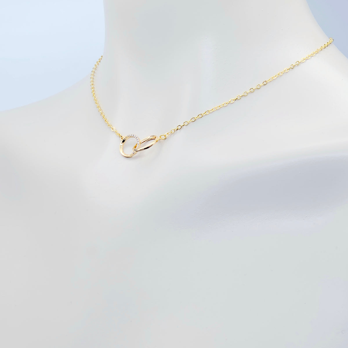 BDSM Day Collar | 18K Gold Double Ring Circle of O Choker with Cubic Zirconia