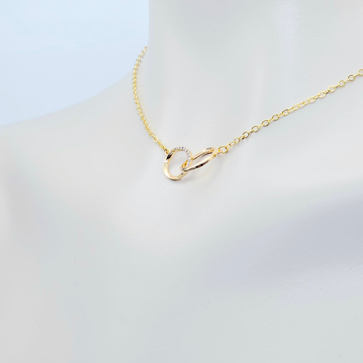 BDSM Day Collar | 18K Gold Double Ring Circle of O Choker with Cubic Zirconia