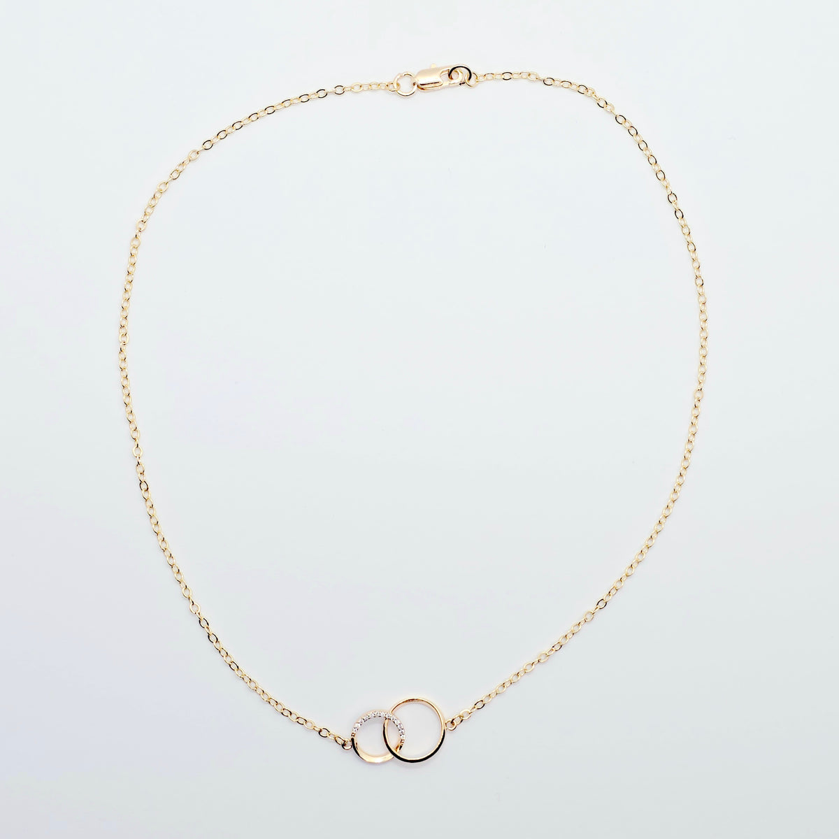 BDSM Day Collar | 18K Gold Double Ring Circle of O Choker with Cubic Zirconia