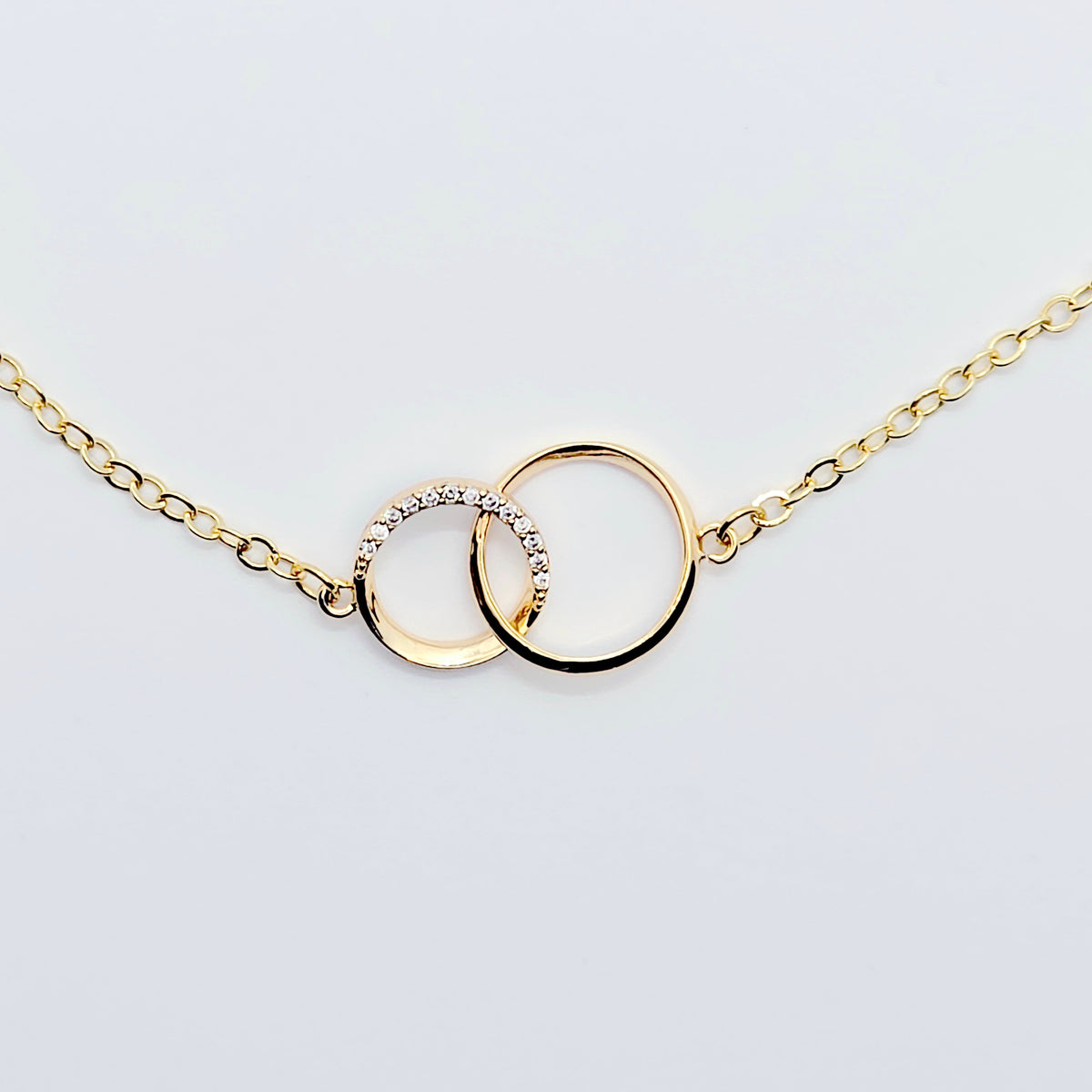 BDSM Day Collar | 18K Gold Double Ring Circle of O Choker with Cubic Zirconia
