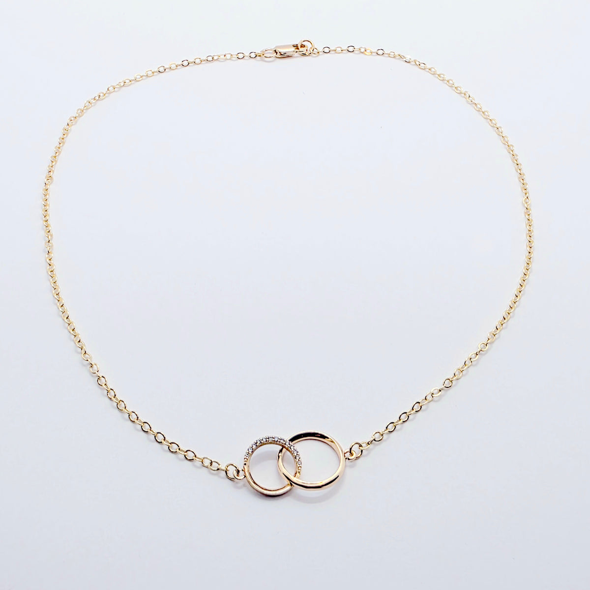 BDSM Day Collar | 18K Gold Double Ring Circle of O Choker with Cubic Zirconia