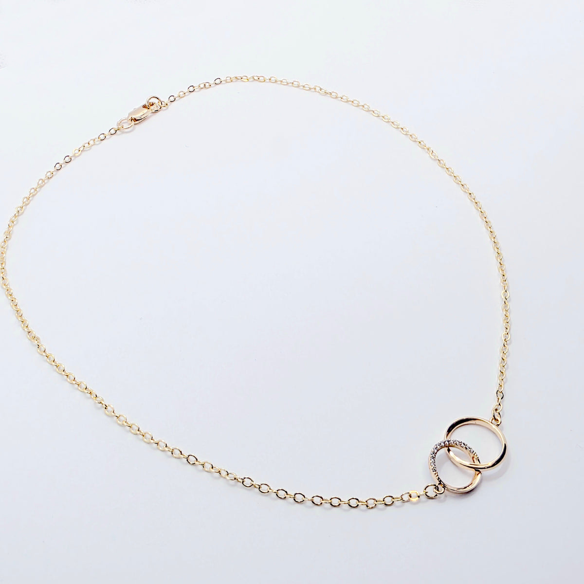 BDSM Day Collar | 18K Gold Double Ring Circle of O Choker with Cubic Zirconia