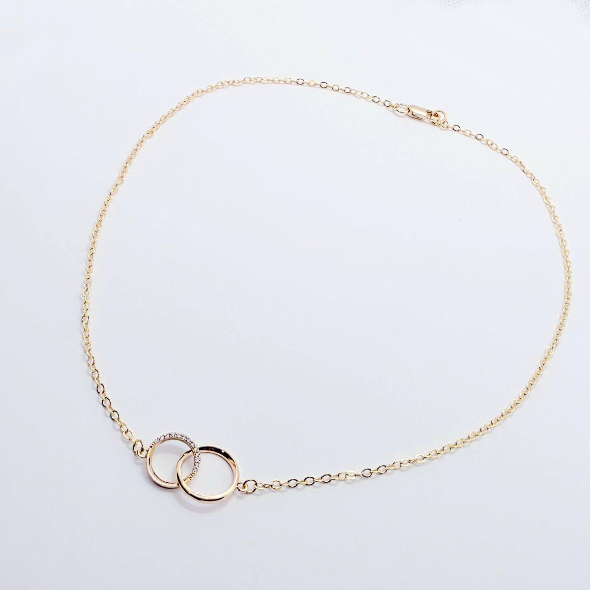 BDSM Day Collar | 18K Gold Double Ring Circle of O Choker with Cubic Zirconia