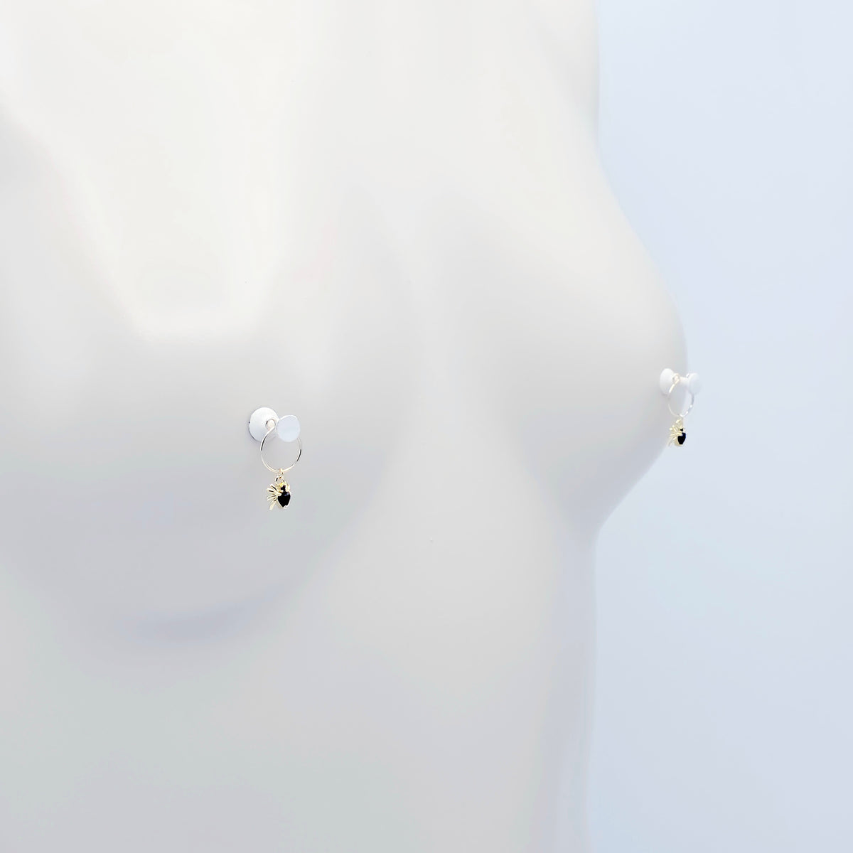 18K Gold Spider Nipple Rings, Non-Piercing
