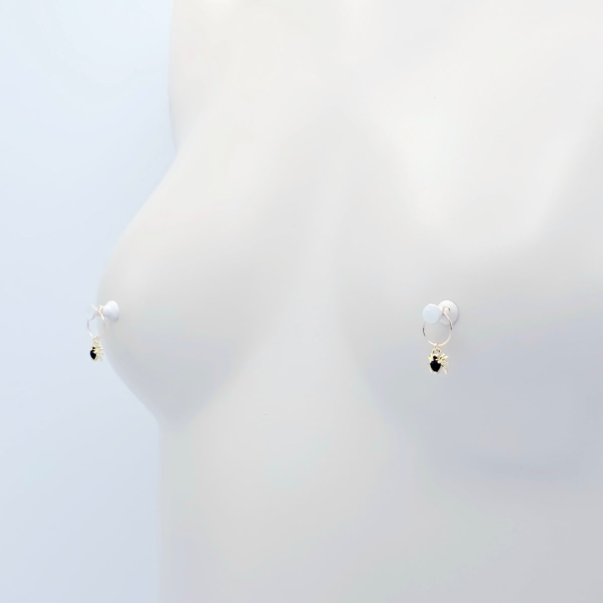 18K Gold Spider Nipple Rings, Non-Piercing