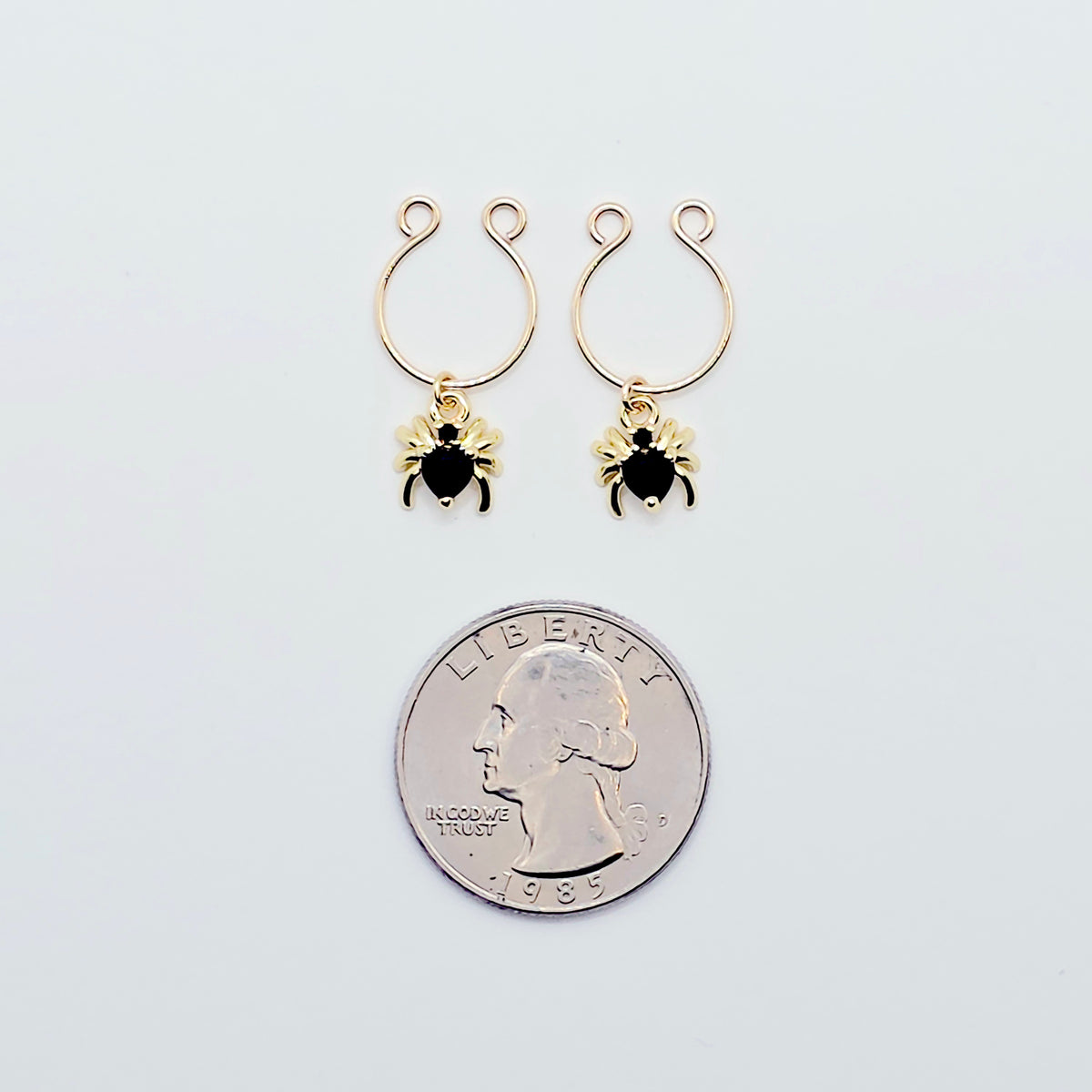 18K Gold Spider Nipple Rings, Non-Piercing