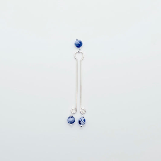Fake Christina Jewelry with Blue Sodalite Beads.  Labia Clip. Non-Piercing Body Jewelry for Women.