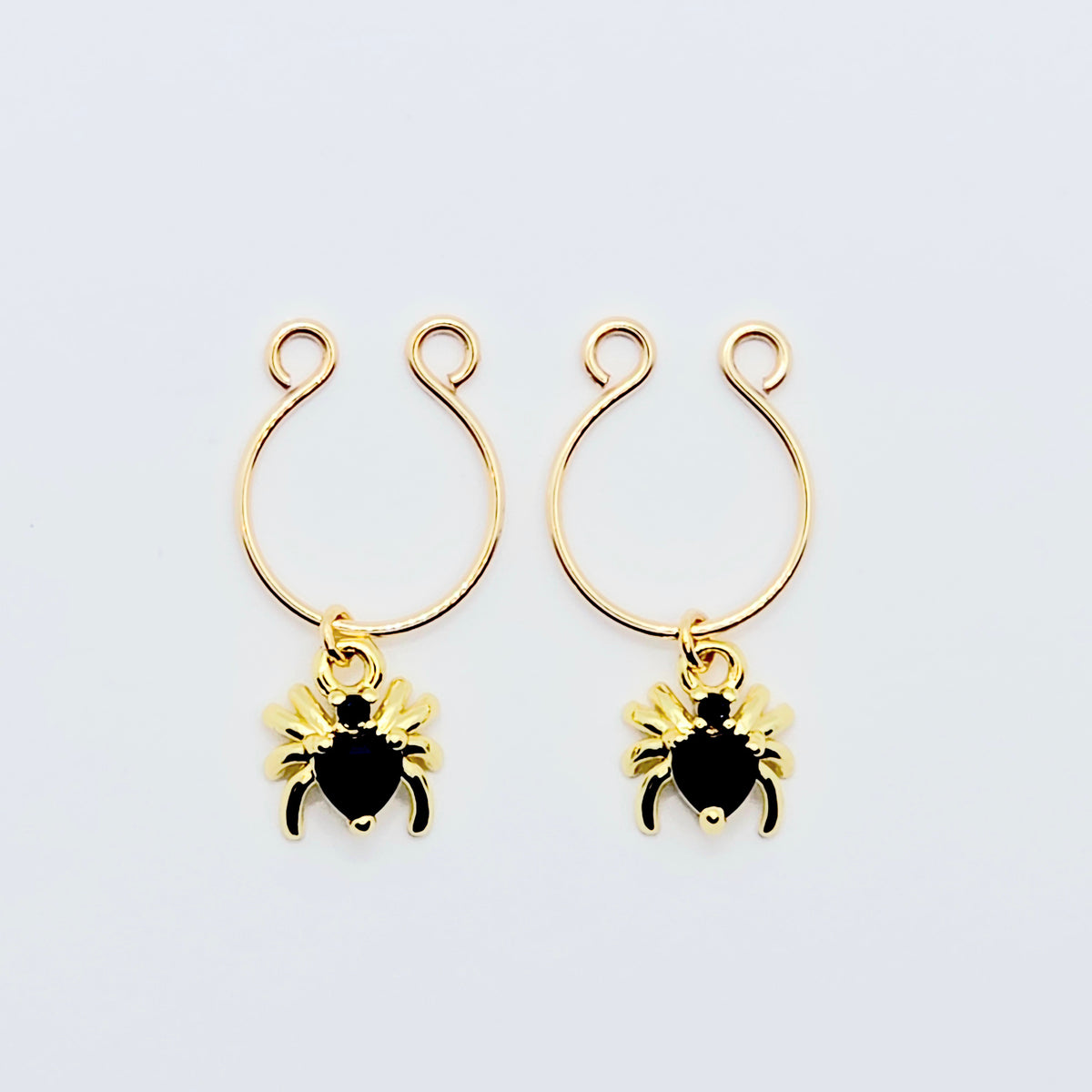 18K Gold Spider Nipple Rings, Non-Piercing