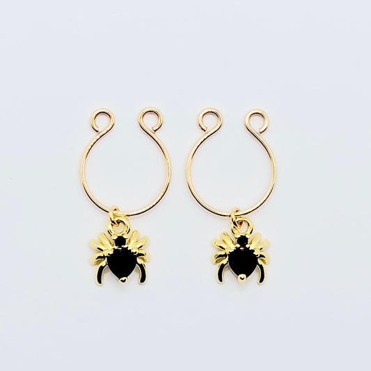 18K Gold Spider Nipple Rings, Non-Piercing