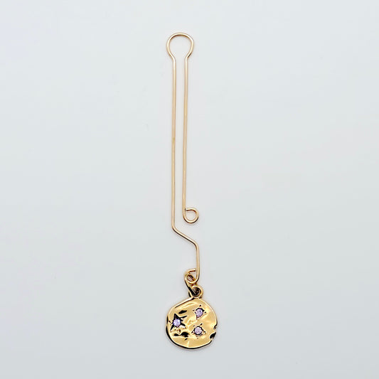 Gold Labia Clip with purple gem Stars