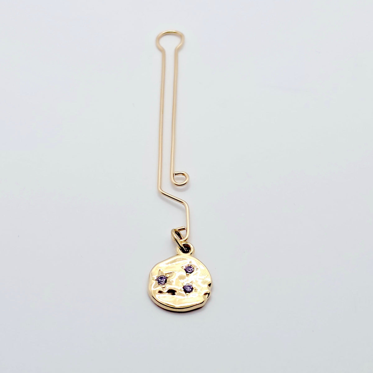 Gold Labia Clip with purple gem Stars