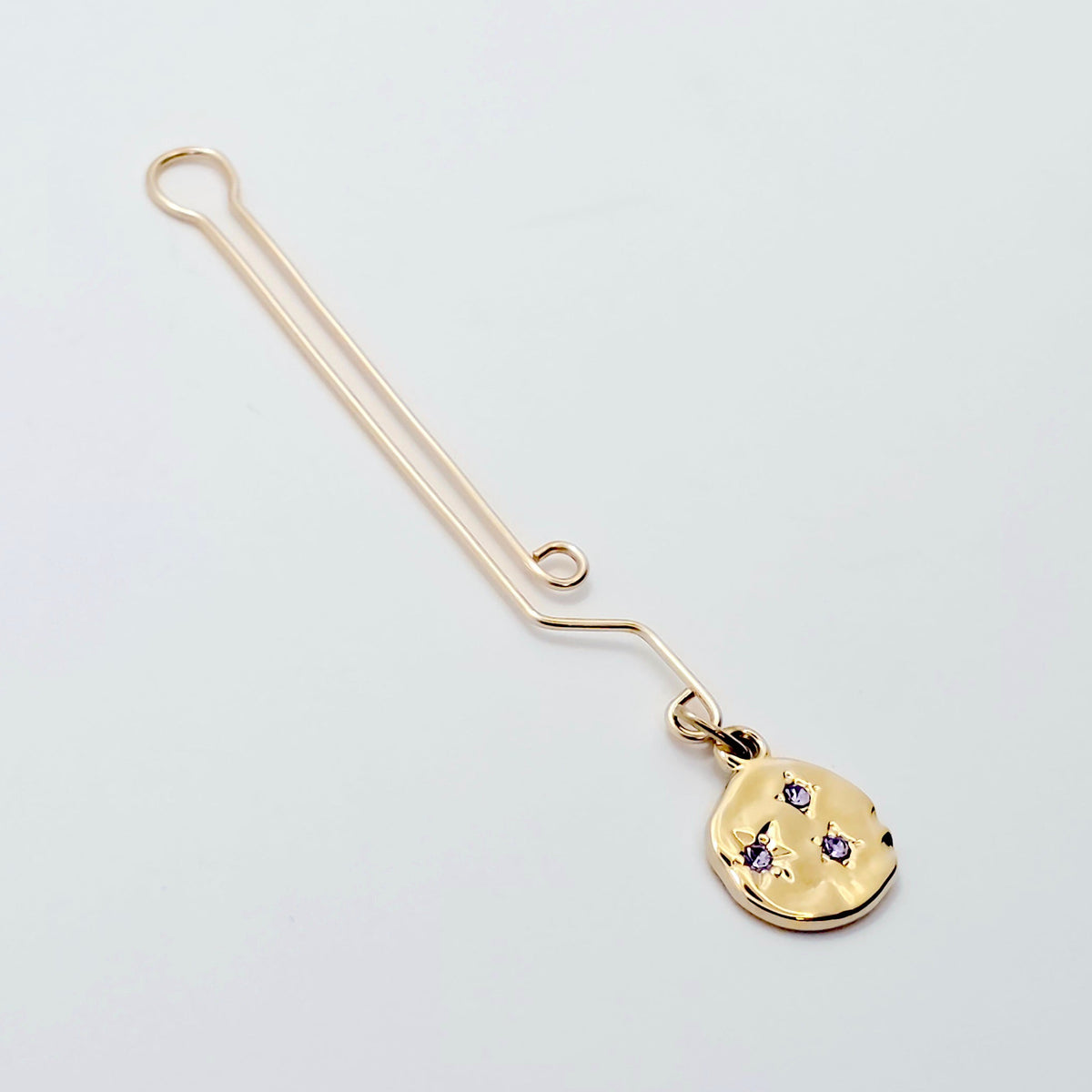 Gold Labia Clip with purple gem Stars