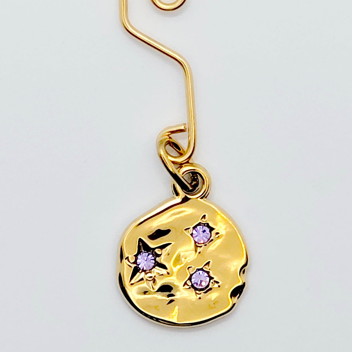 Gold Labia Clip with purple gem Stars