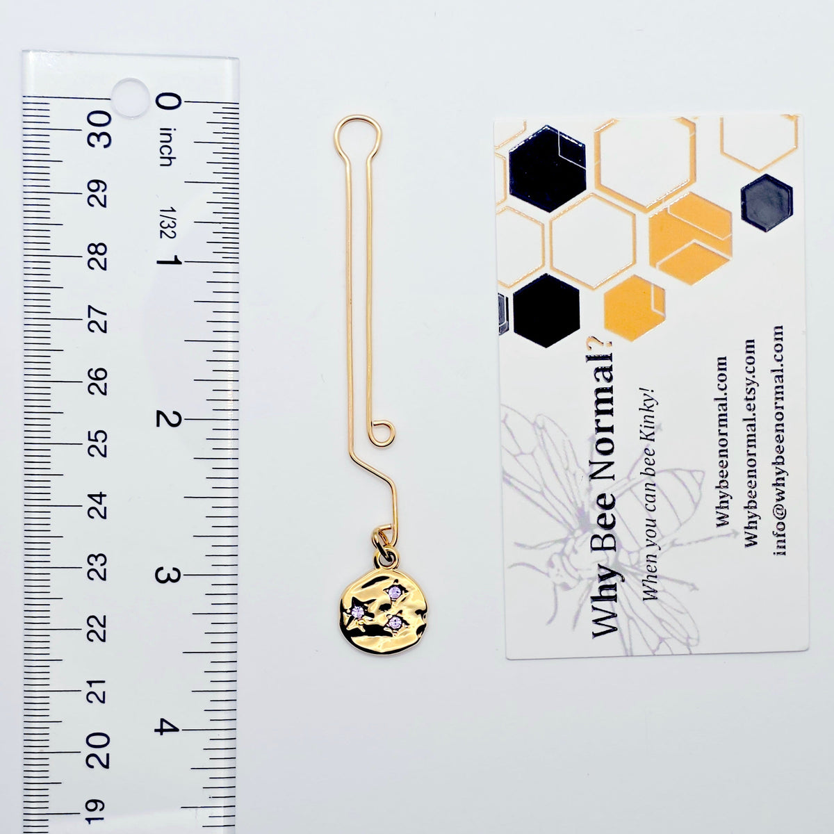 Gold Labia Clip with purple gem Stars