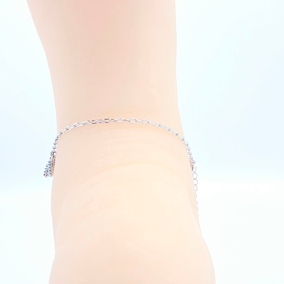 Sparkling Real Platinum HW Anklet with Light Blue CZ Pendant. Hotwife