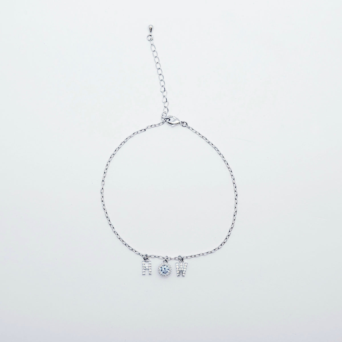 Sparkling Real Platinum HW Anklet with Light Blue CZ Pendant. Hotwife