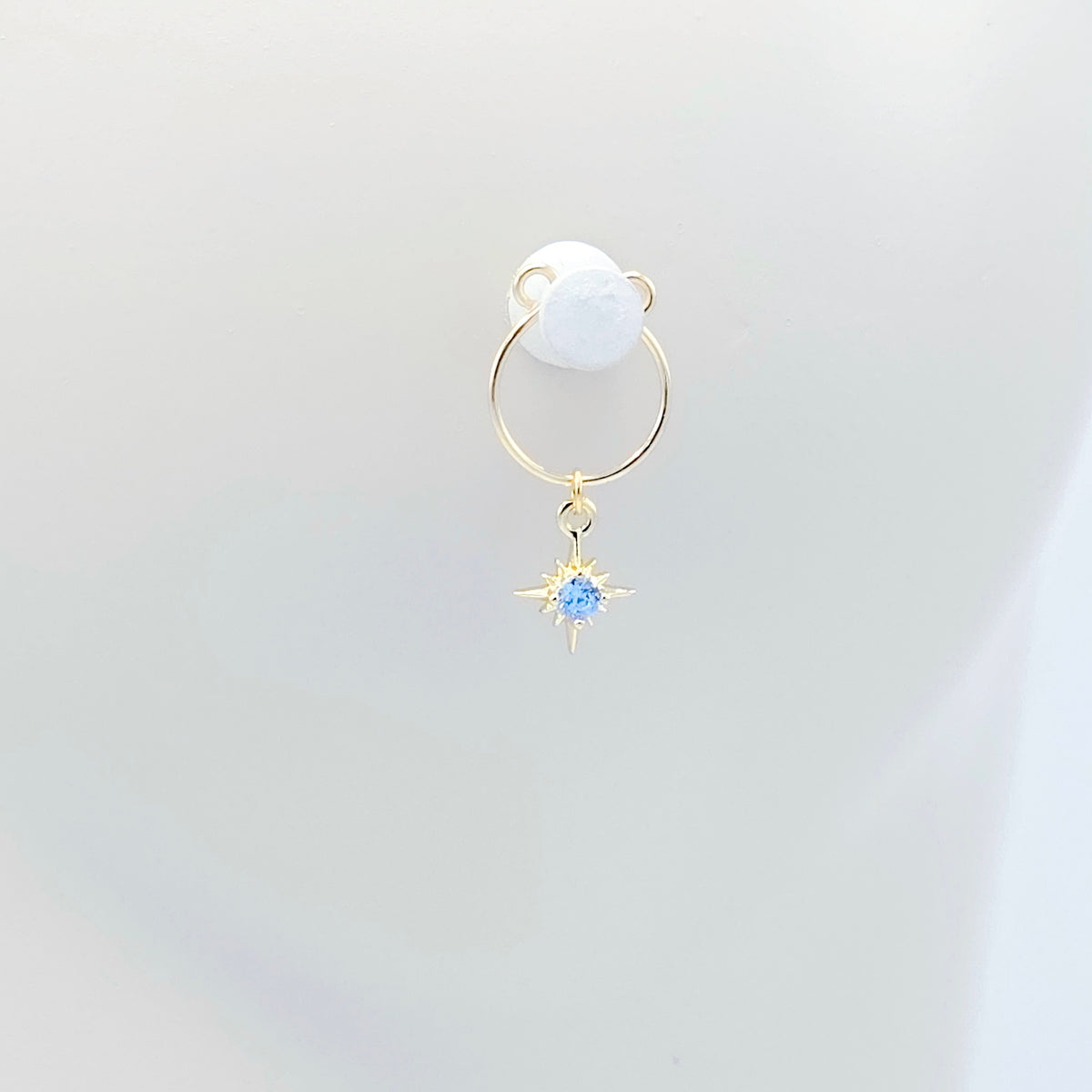 Gold Star Nipple Rings with Blue Gem. Non-Piercing Intimate Body Jewelry for Women. MATURE