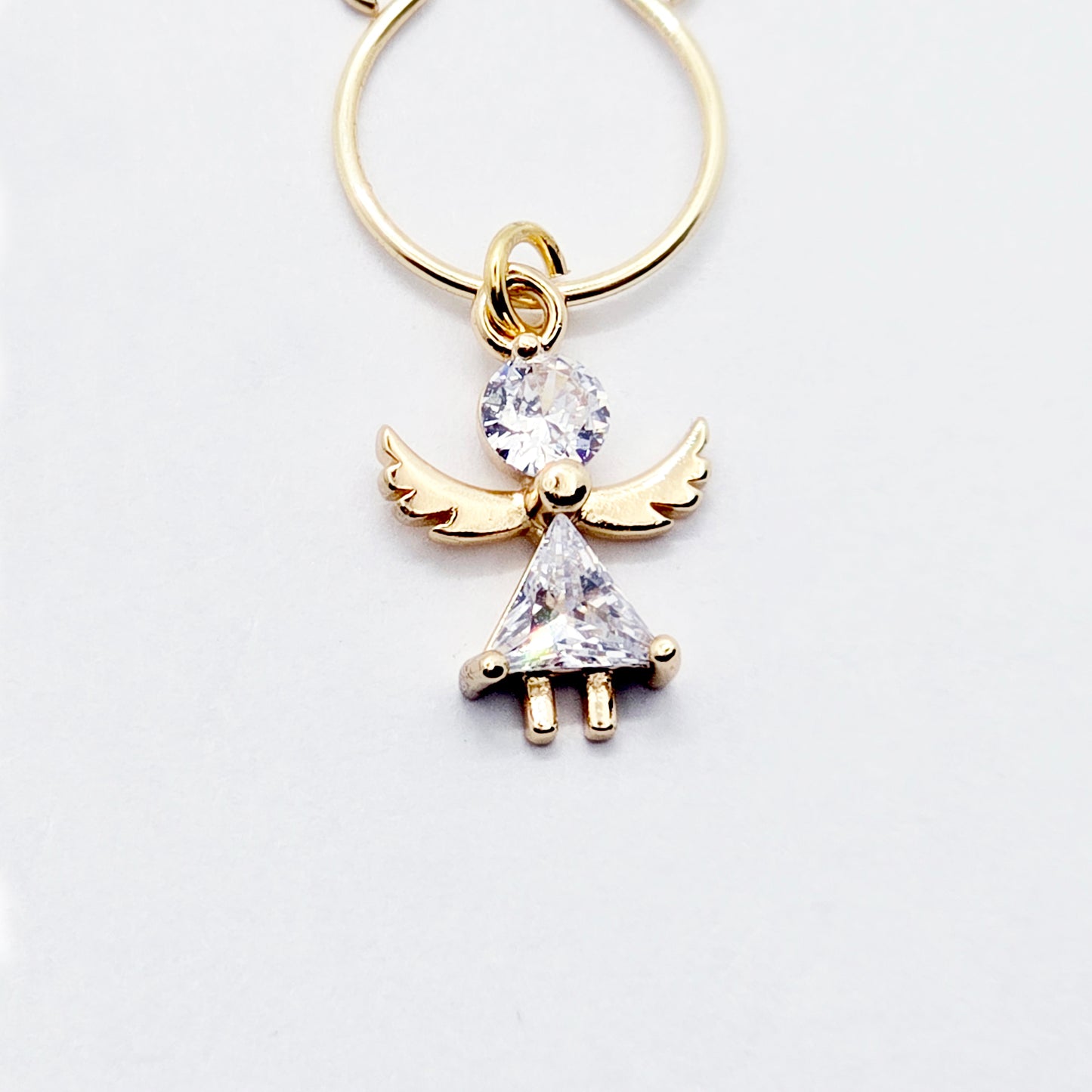 Faux Piercing Nipple Rings, Gold with Cubic Zirconia Angels