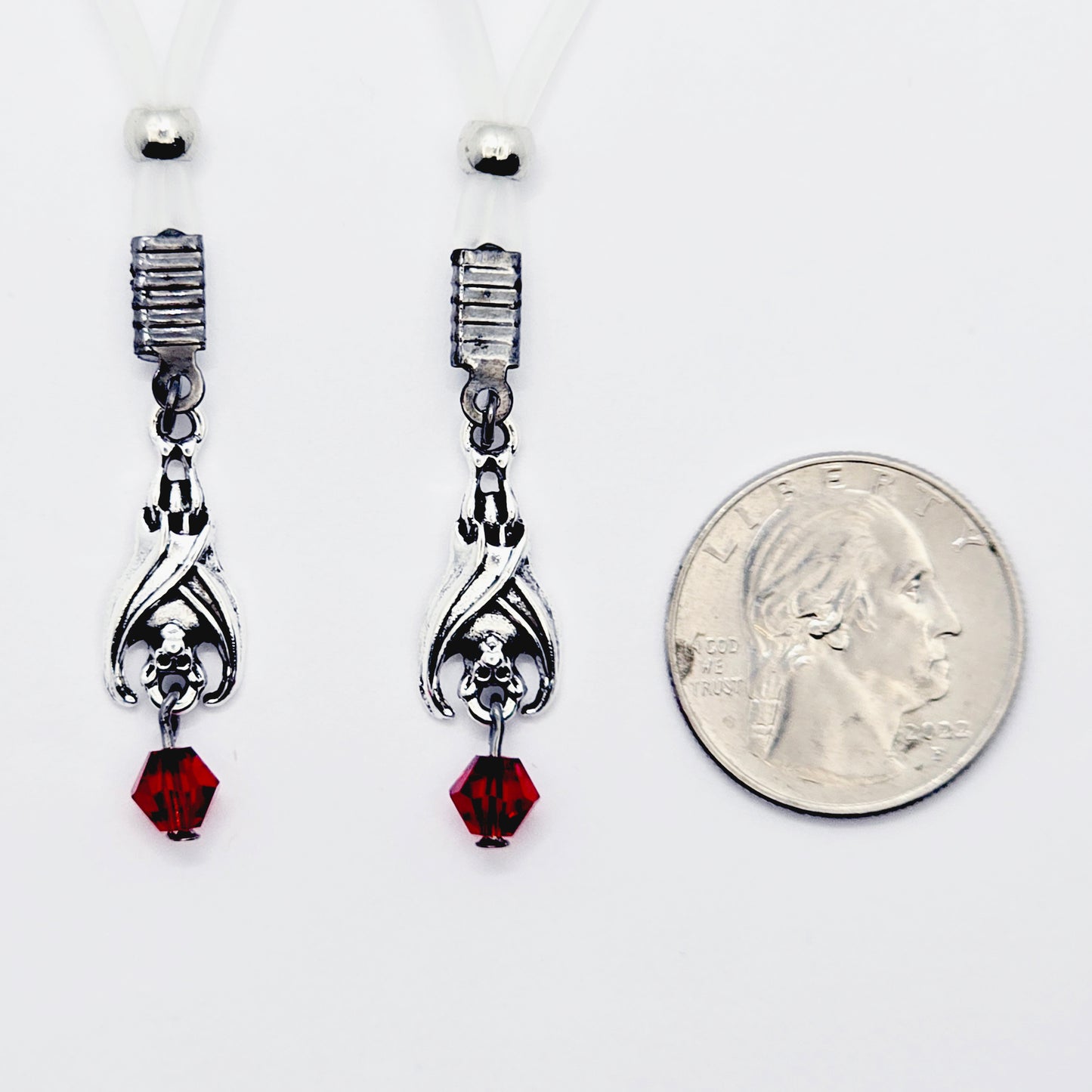 Non-Piercing Nipple Nooses with Bats and Red Crystal.