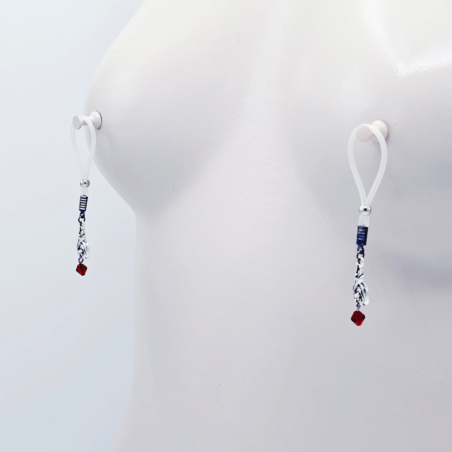 Non-Piercing Nipple Nooses with Bats and Red Crystal.