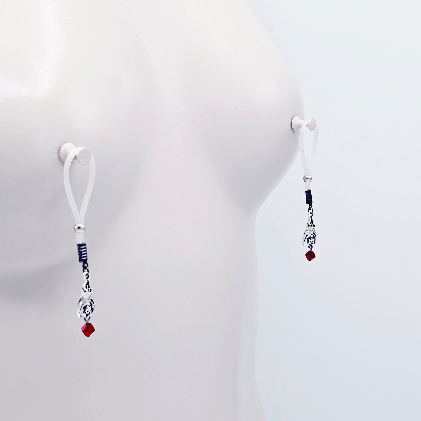 Non-Piercing Nipple Nooses with Bats and Red Crystal.